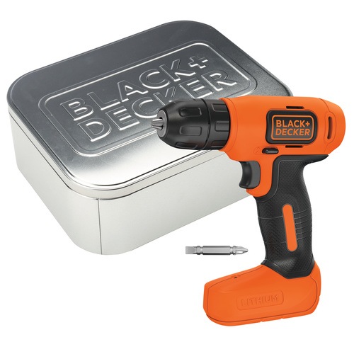Black and Decker - NL 72V drill driver plus doubleended bit in storage tin - BDCD8T