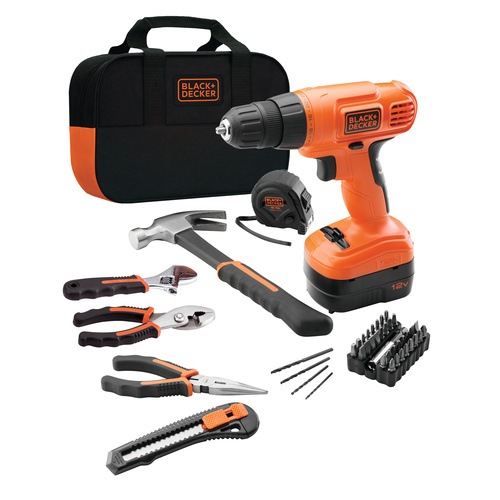 Black and Decker - NL 12V NiCad drill driver with 45 hand tools and accessoriesand soft storage bag - EPC12SAHT