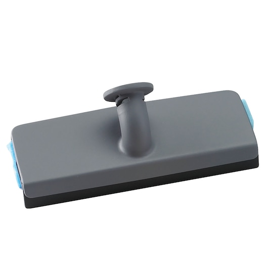 A rectangular, grey cleaning attachment with a central handle, designed for use with a BLACK+DECKER steam mop. The base has a blue cleaning pad visible at one end.