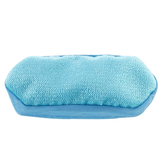 A close-up image of a rectangular blue microfiber cleaning pad, commonly used as a replacement accessory for steam mops.