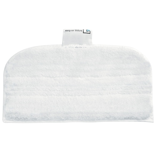 BLACKDECKER BHSM1615DSM white microfiber steam mop pad, front view, rectangular with Velcro tab.