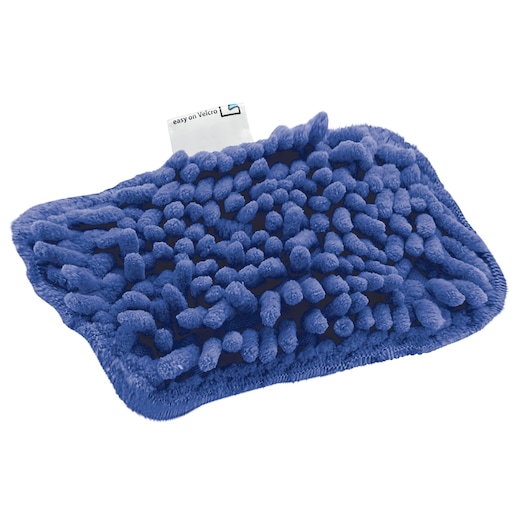 BLACKDECKER BHSM1615DSM blue chenille mop pad, textured cleaning accessory, angled view on white background.