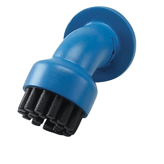 BLACKDECKER BHSM168U blue round brush head accessory for steam cleaner, close-up on white background.