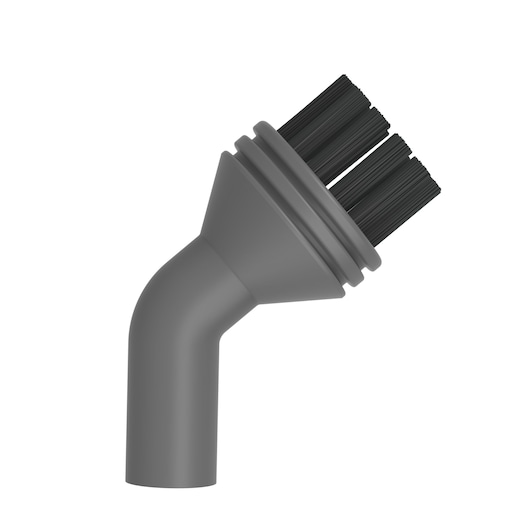 BLACKDECKER BHSMP2008 black angled cleaning brush head accessory, side view, white background.