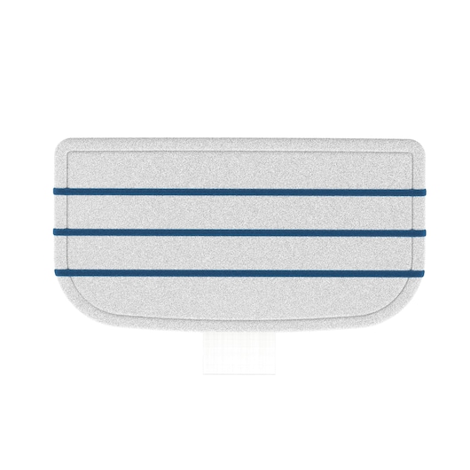 BLACK+DECKER BHSMP2314 white rectangular mop pad with three blue stripes, top-down view, cleaning accessory.