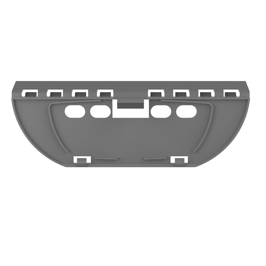 BLACKDECKER BHSMP2314 gray plastic replacement part, curved with multiple slots, top view on white background.