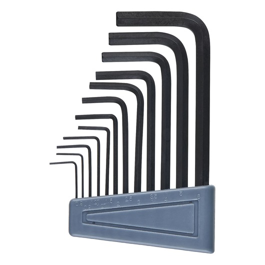 BLACKDECKER hex key set, SKU CS3651LCA35, assorted sizes, black finish, front angle on white background.