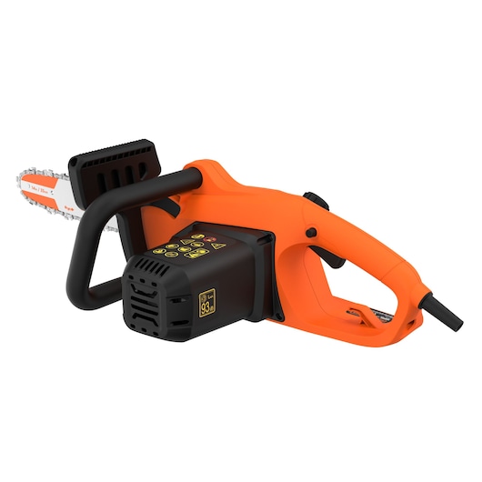BLACK+DECKER corded chainsaw with 35cm bar length back view