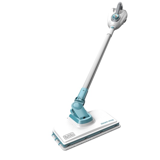 BLACKDECKER FSMH1300FX steam mop white and blue, angled view, cleaning appliance photography.