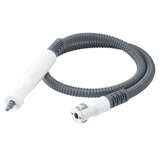BLACK+DECKER FSMH1300FX steam cleaner flexible hose, white and gray, product photography on white background.